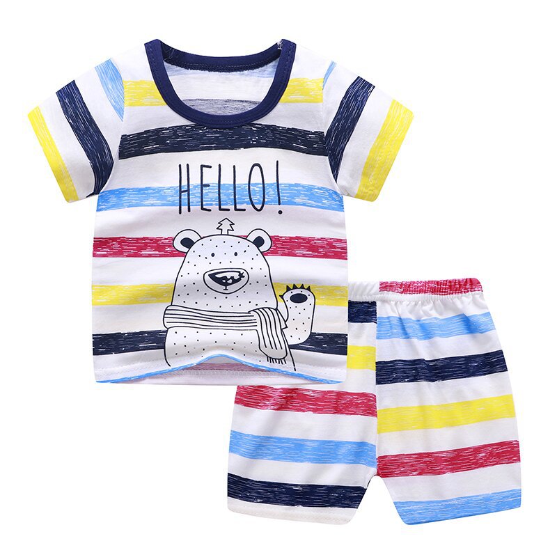Wholesale of T-shirts for children aged 0-5, summer infants and toddlers, boys and girls, baby cotton short-sleeved shirts and shorts, baby half-sleeved shirts pic 1