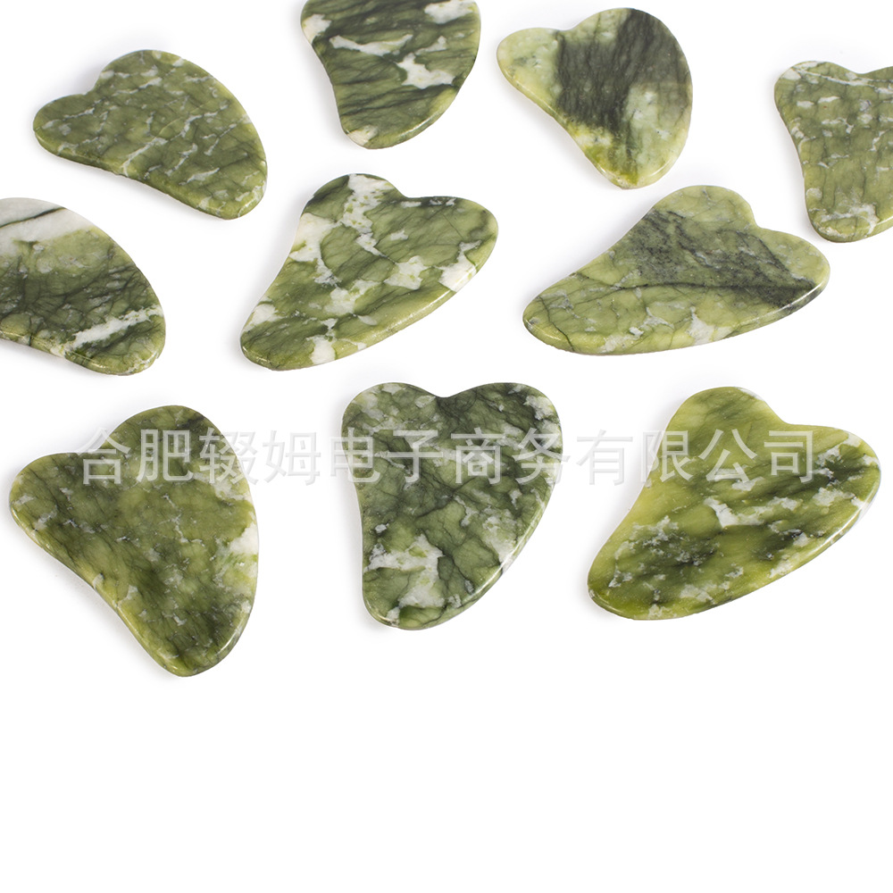 岫岩玉石刮痧板片心形刮痧按摩板面部脸部全身按摩小玉石刮痧片详情13