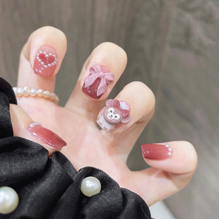Wearable nail stickers, ballet nails, ice-transparent, shiny cloud nail plates, artificial nails, detachable finished nail pic 25