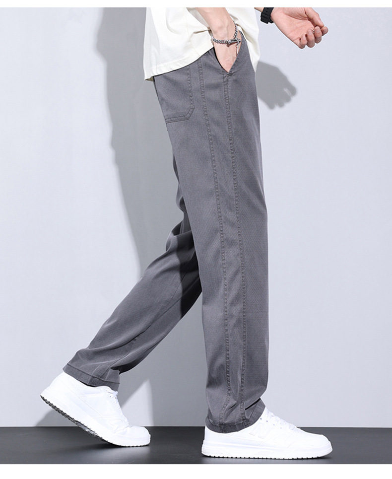 啄木鸟冰丝休闲裤子男士夏季薄款潮牌宽松天丝柔软牛仔五分长裤详情17