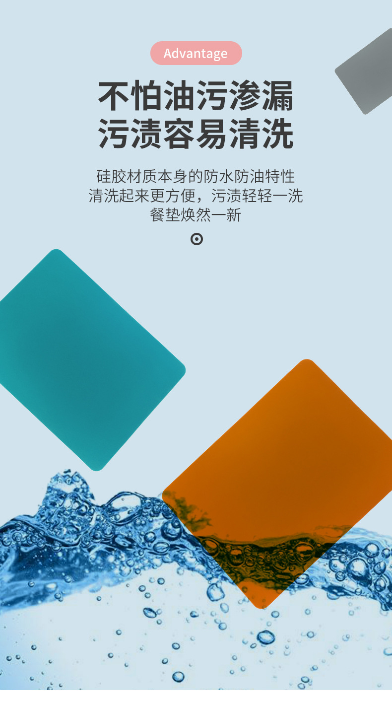 厂家现货食品级长方形餐垫杯垫可折叠收纳西餐垫防滑隔热桌垫详情6