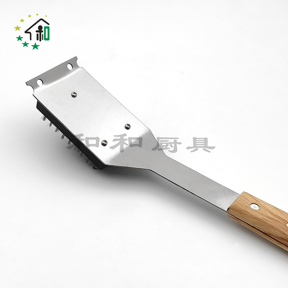 木柄不锈钢斜口料理铲煎铲烧烤铁刷烧烤工具铲子铁板烧炒牛排扒铲详情11