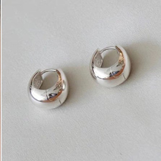 HAlu*系列精致耳圈耳钉 法式素圈小众慵懒风锆石小巧精致圆圈耳钉详情5