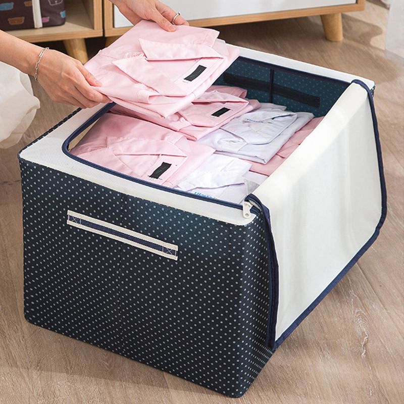 Oxford cloth printed steel frame storage box, moisture-proof and foldable storage wonder for clothes, large-capacity home storage box pic 8