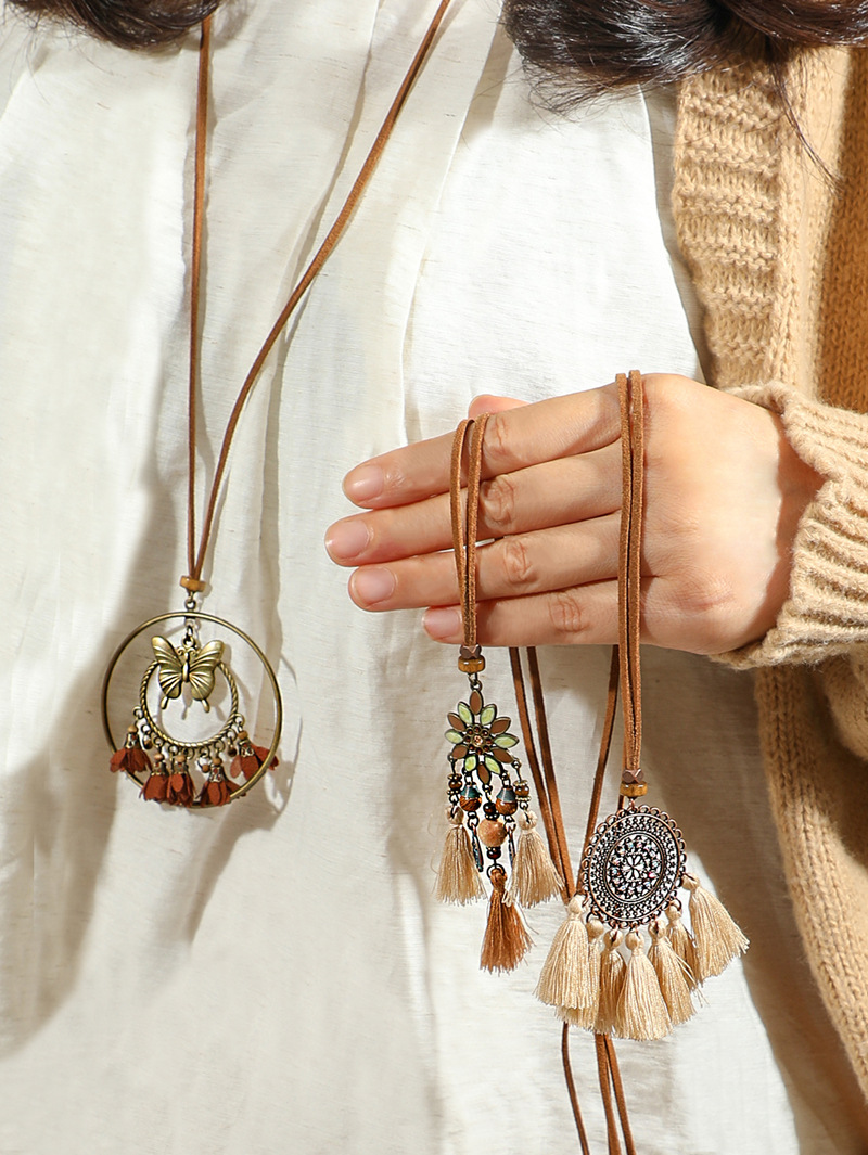 Bohemian ethnic style long necklace, retro exotic style Suzhou sweater chain, niche new Chinese-style accessory for women pic 1