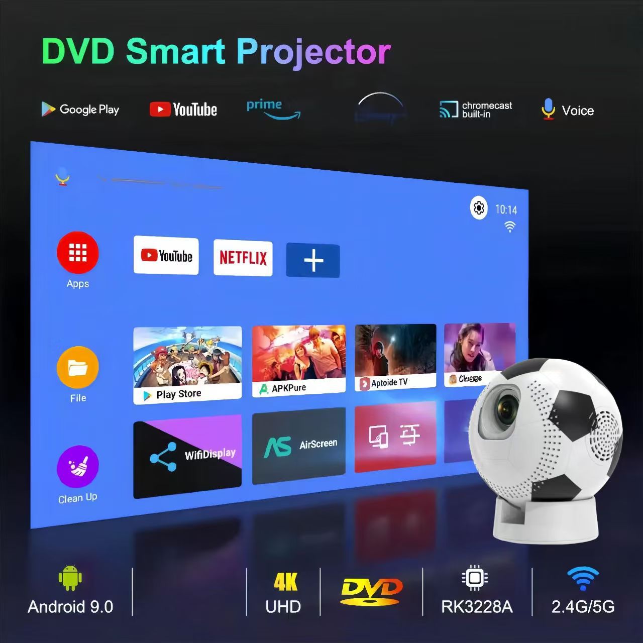 YS-Q8 Cross-border Export version World Cup Football Projector, Home Ultra-high-definition 4K electronic focusing, mobile phone screen projection 720P factory wholesale pic 9