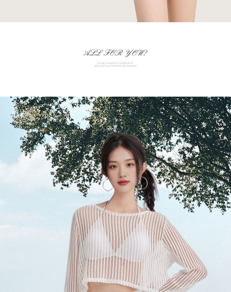 Beach female model white cut-out knitted swimsuit set Bikini girls sportswear cross-border bestseller 125,078 pic 9