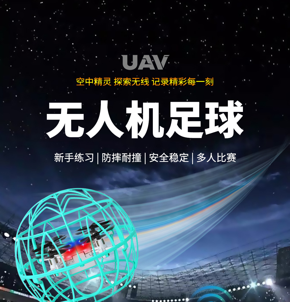 新款遥控足球一键起降大直径飞行球炫酷灯光儿童无人机玩具详情1