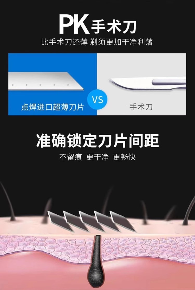 Five-layer razor, manual shaver, 5-layer blade replacement head, German craftsmanship, old-fashioned beard knife, shaving knife pic 16