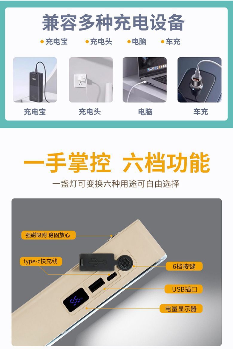 led emergency charging lights, night market street lamps, outdoor high-brightness reflective cups, charging lamp tubes, camping outdoor lighting lamps pic 2