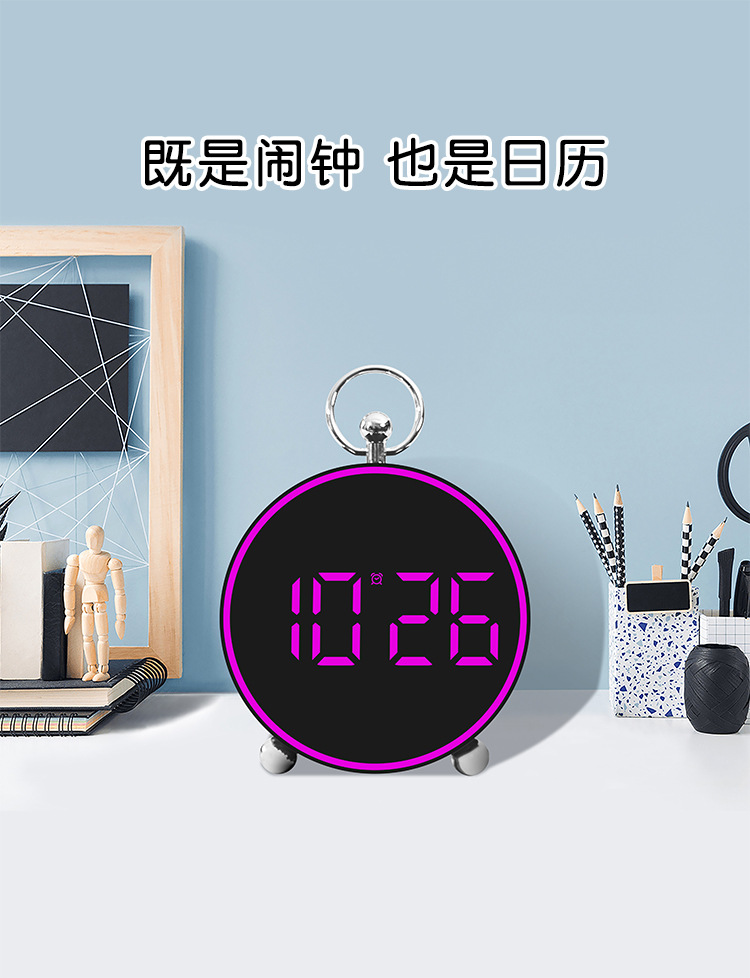 新创意闹钟简约电子钟LED时钟家居床头钟表温度钟表塑料时钟8025详情26