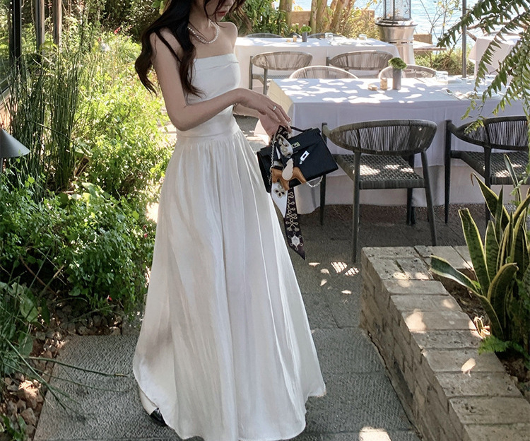 名媛千金超仙白色抹胸裙女夏季新款氛围感海边度假长裙绝美连衣裙详情5