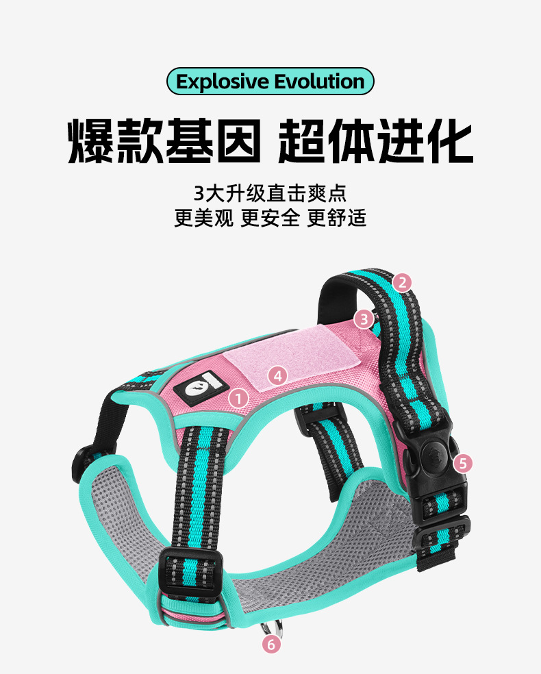 Cross-border dog leashes, anti-break large dog chest straps, reflective medium and large dog leashes, outdoor dog walking leashes pic 6