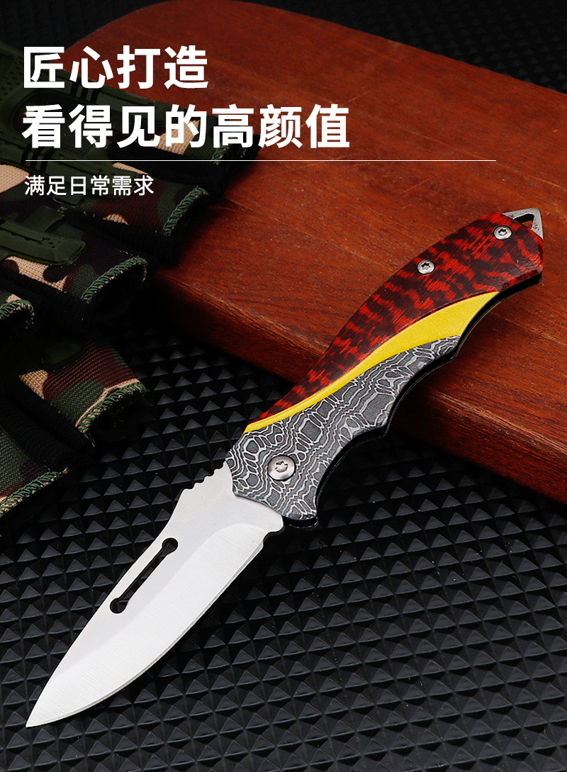 Stainless steel handle 3D printed folding knife, outdoor tool, self-defense portable folding knife, fruit knife, belt clip portable knife pic 4