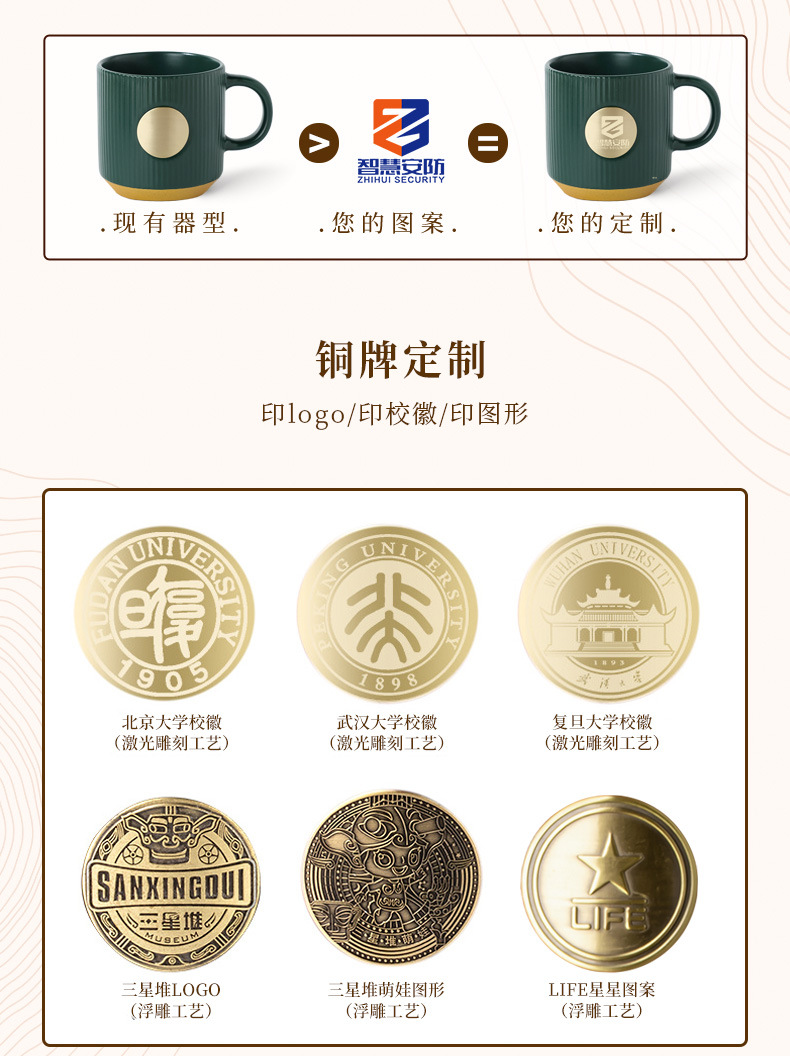 铜牌马克杯定制欧式复古陶瓷水杯轻奢咖啡杯情侣杯高级感礼品跨境详情6