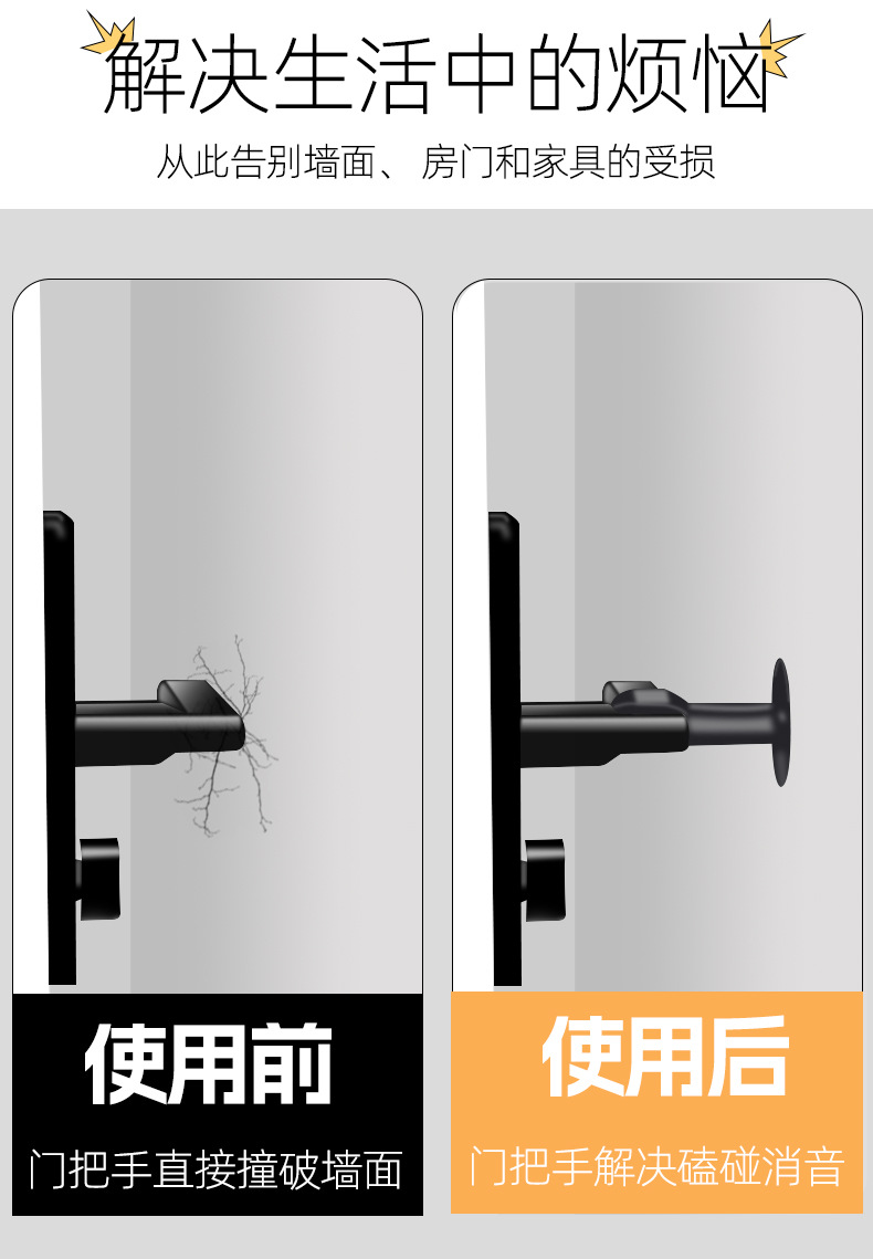 Silicone suction cup door suction, no need for drilling holes, bedroom bathroom mat, door handle cover, anti-collision window suction, extended pic 5