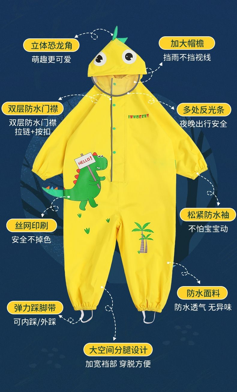Niños una pieza impermeable niños niñas kindergarten bebé impermeable impermeable poncho estudiante impermeable impermeable pantalones de lluvia traje pic 5