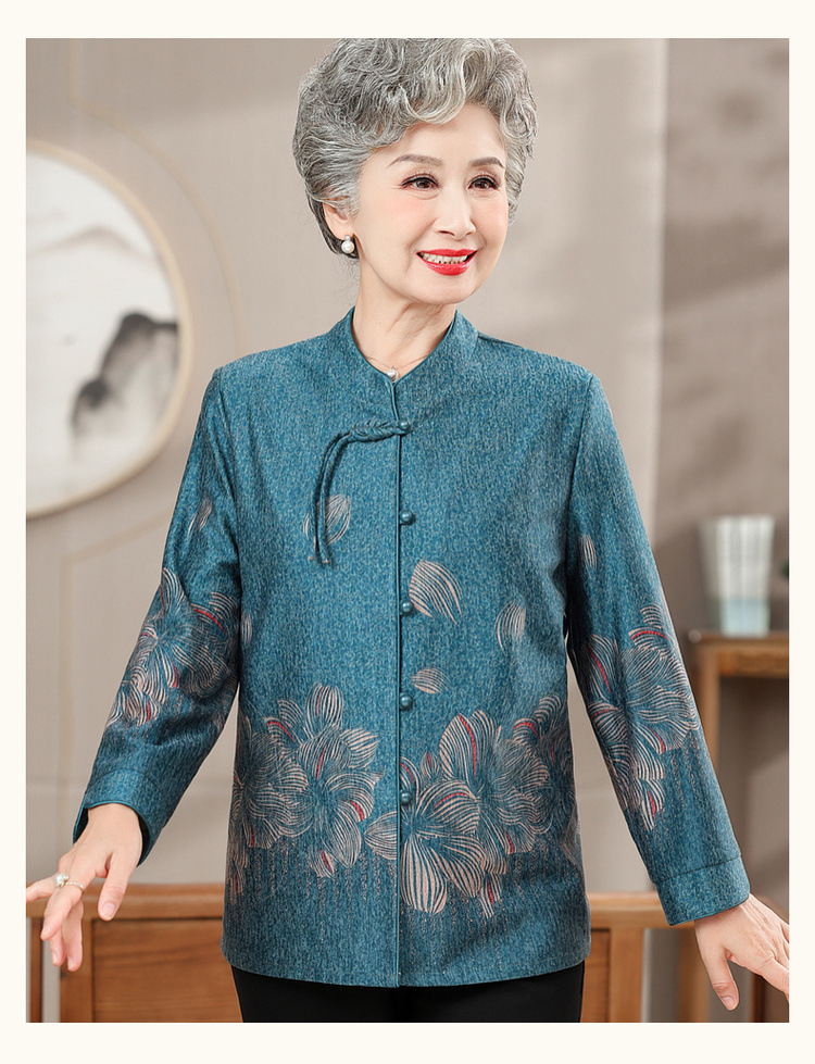 奶奶装秋装2024新款衬衫外套女妈妈春秋长袖套装中老年人盘扣上衣详情16