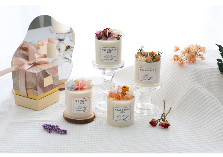 Scented candle gift box, everlasting flower scented candle, floral souvenir, scented scented candle, smokeless soy wax pic 7