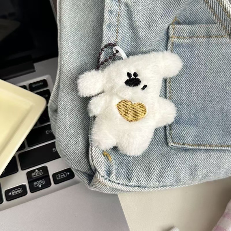 卡通歪头小熊毛绒公仔挂件可爱熊玩偶情侣款包包珠链挂饰憨憨熊挂详情3