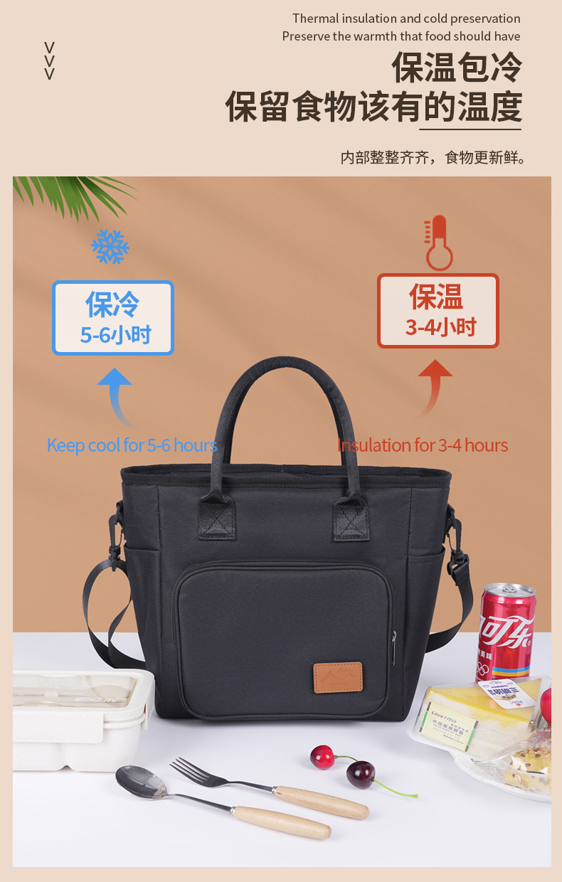 跨境亚马逊牛津布餐包单肩斜挎包保温饭盒收纳包折叠便携保温冰包详情12