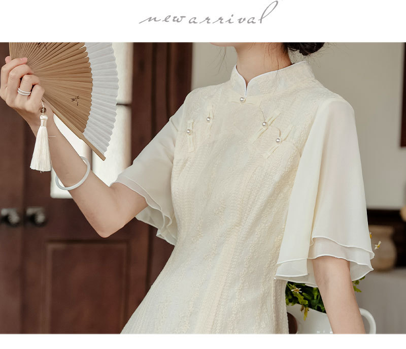 A new Chinese-style modified retro Chinese style, gentle daily cheongsam with buttoned-up buttons, slimming dress pic 16