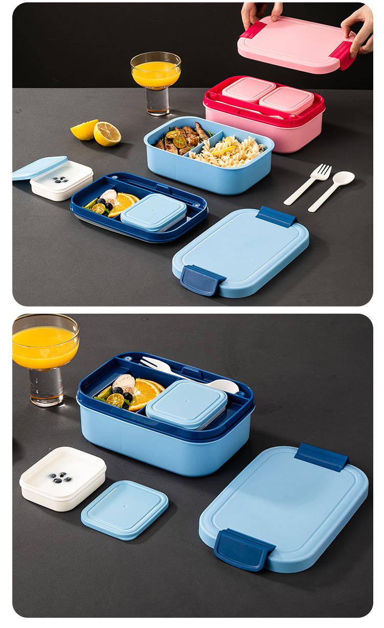 琪加跨境欧洲双层大容量便当盒学生成人上班族分格便携微波炉饭盒详情11