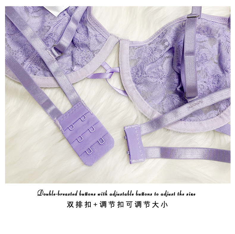 Sexy three-dimensional lace lingerie set for foreign trade, multi-color memory soft steel ring bra and T pants two-piece set JR022 pic 8