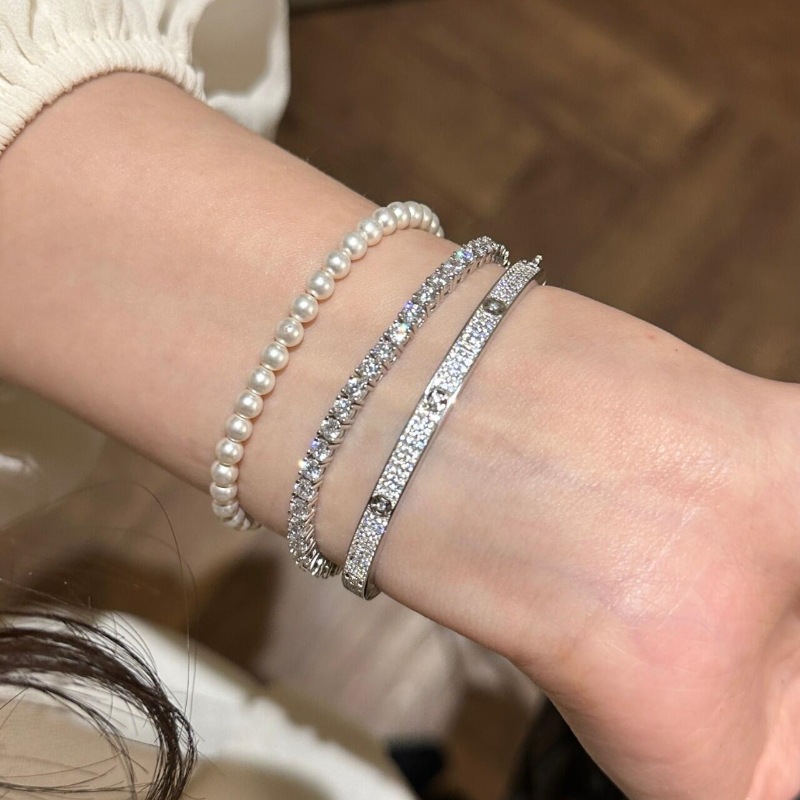 Light luxury French retro new Chinese style half-ring full diamond money bracelet, two-color heavy workmanship exquisite and elegant, versatile bracelet pic 10