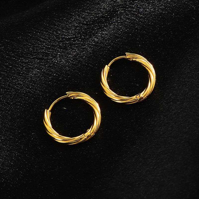 Basic style ear buckles, new fashionable and trendy European and American ins style hammered pattern earrings, titanium steel non-fading earrings and ear rings pic 12