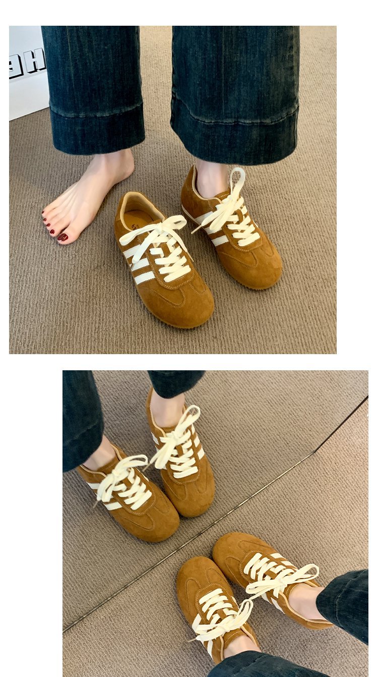 复古红色德训鞋女款小白鞋2025新款休闲板鞋运动厚底阿甘鞋详情9