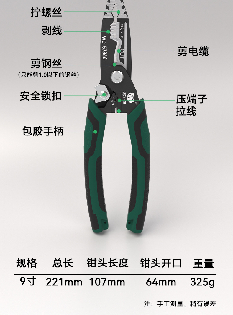 多功能剥线钳老虎钳子十合一电工钢丝钳专用钳类工具剪钳尖嘴钳详情10