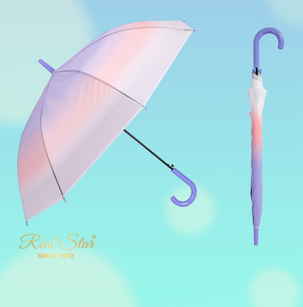 【日韩】星宝RST渐变透明伞PVC磨砂塑料雨伞成人可用长柄伞清新详情14