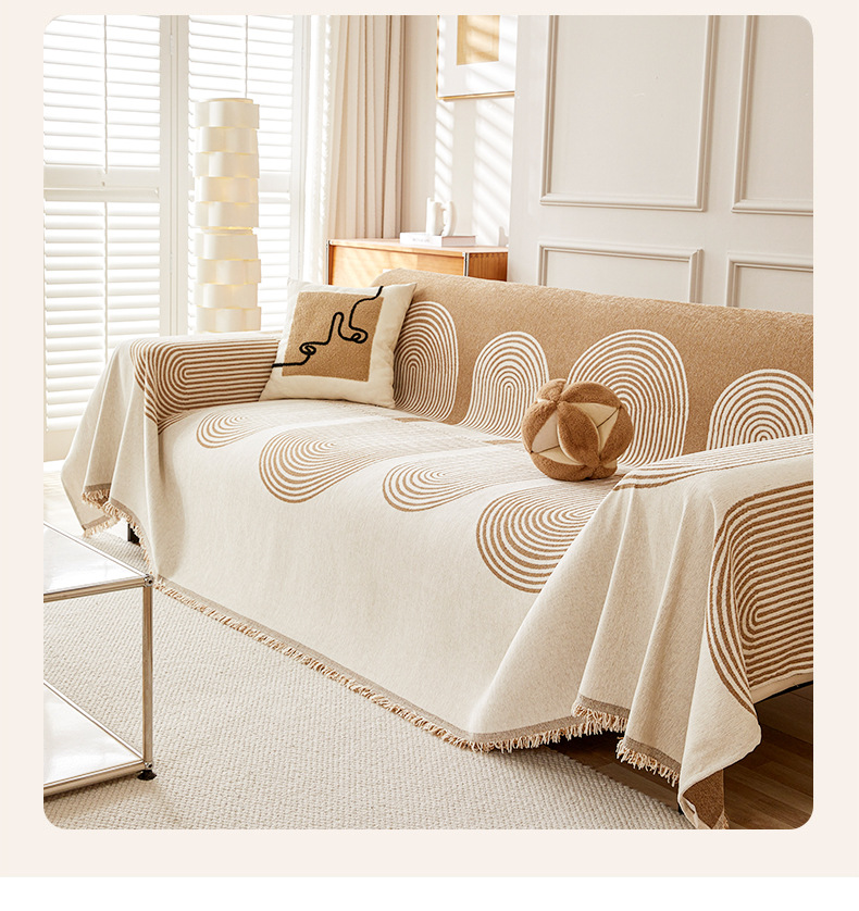 飞阳沙发巾高级感现代北欧沙发盖布雪尼尔防猫抓四季通用沙发套罩详情9