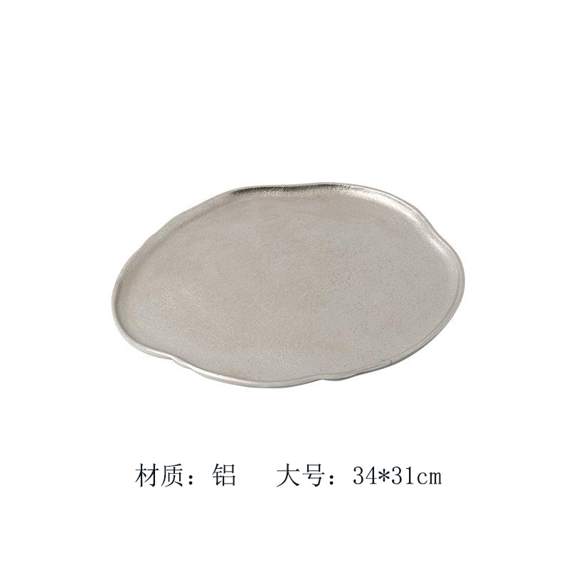 印度进口铝制银色不规则浅边水果盘零食坚果收纳托盘茶盘摆件装饰详情27
