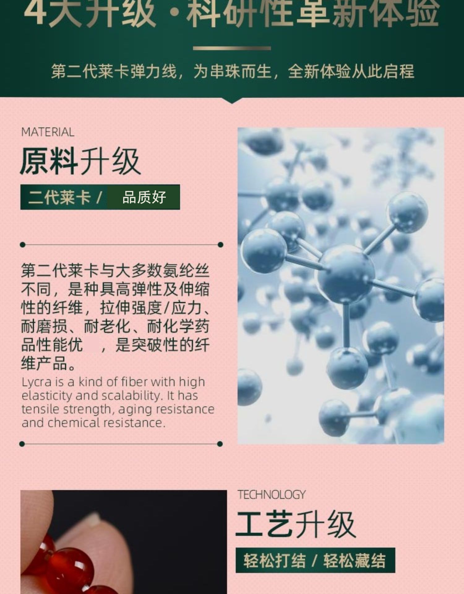 Crystal flat silk, elastic thread, cultural play beads, ox tendon beads, bracelet rope, rubber band bracelet rope, wear-resistant rope pic 5