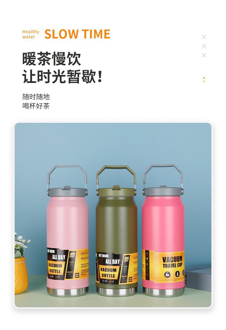 跨境时尚大容量不锈钢保温杯车载便携汽车杯户外登山随行运动水壶详情2