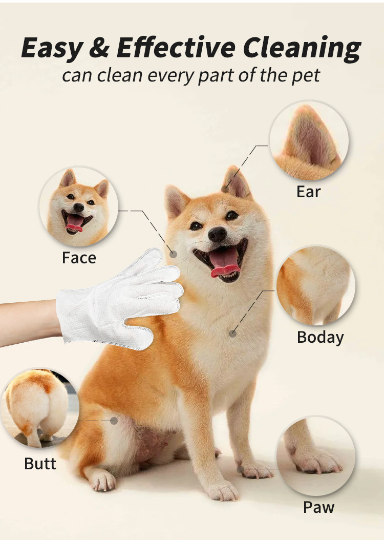 Foreign trade cross-border pet products, pet hand sanitizers, cat and dog bathing, cleaning, dry cleaning, wet wipes, gloves deodorizing pic 6