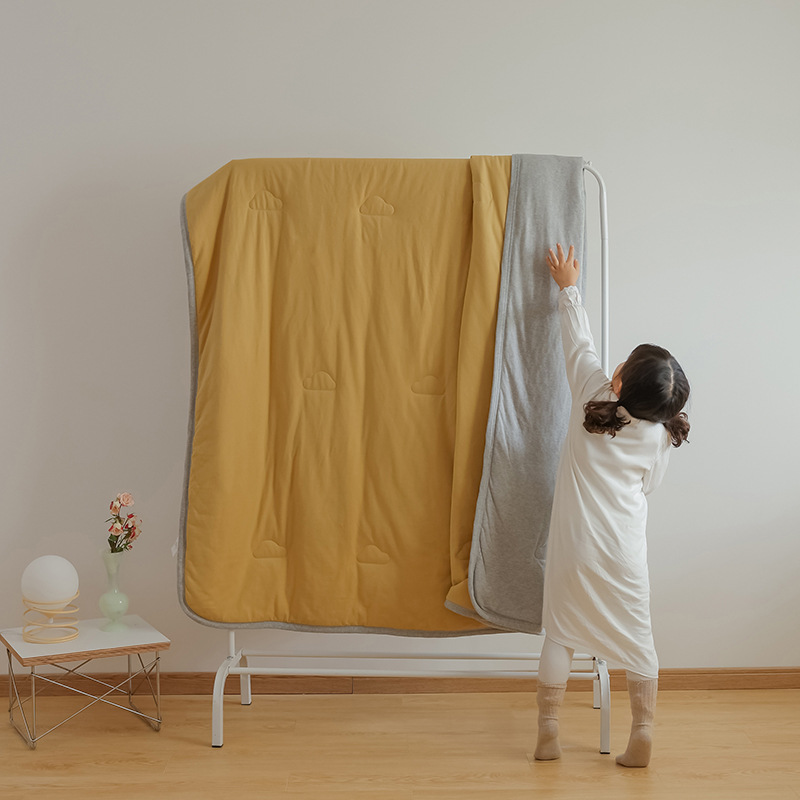 Simple Japanese Muji soft knitted cotton Tianzhu cotton quality two-color summer cool quilt, machine washable, water-washable air-conditioned quilt pic 33