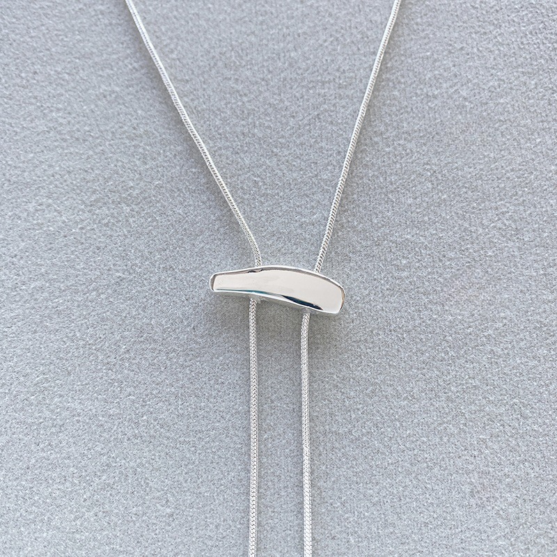 日韩ins风金属细长链条撞色卡扣可抽拉项链时尚简约小众设计颈链详情7