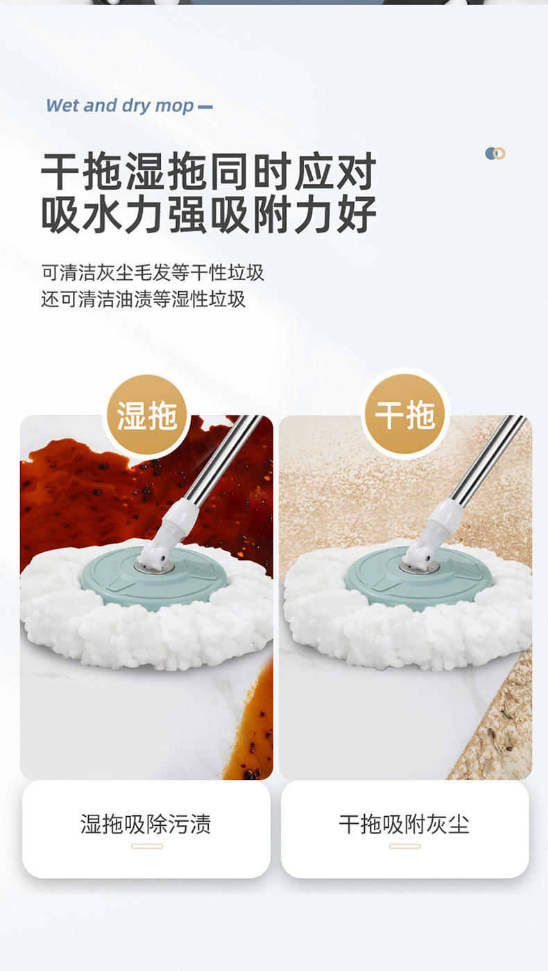 新款双驱动旋转拖把手压式免手洗拖布桶套装自拧水自动甩拖布桶0507详情10