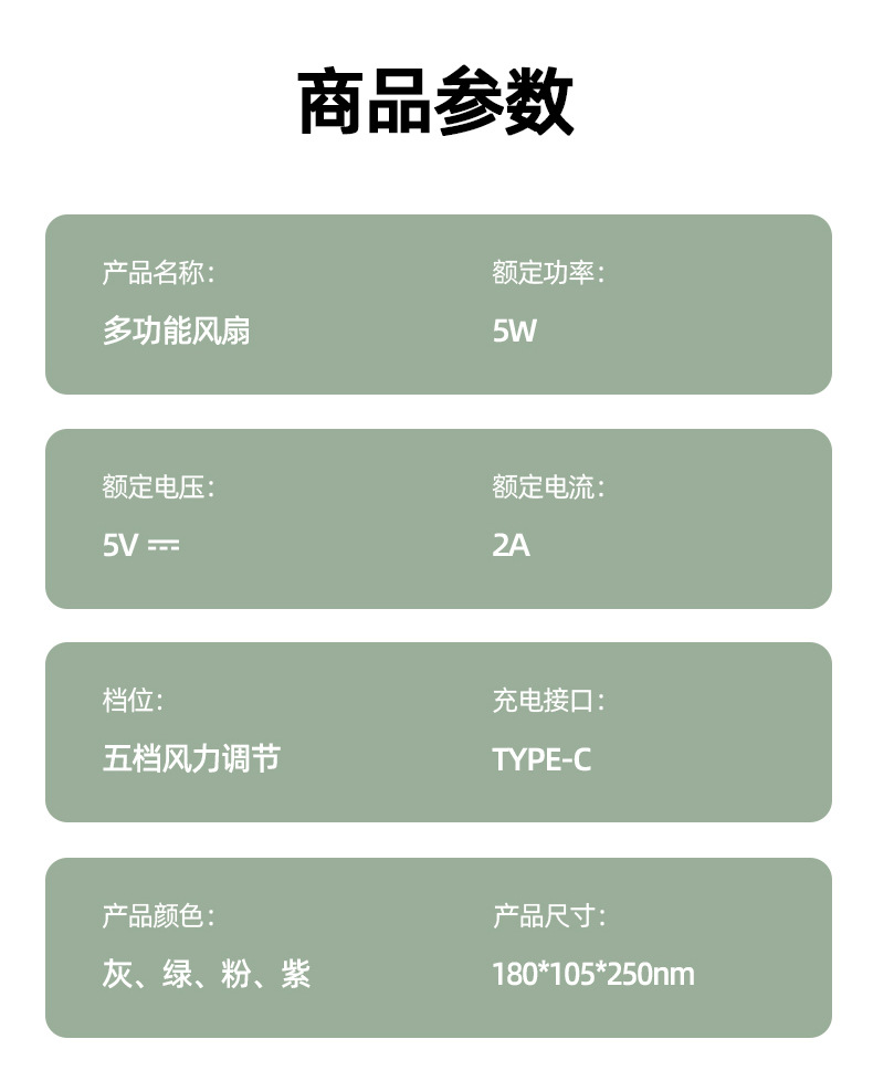 桌面风扇台式无线挂壁摇头风扇户外吊挂风扇充电跨境小夜灯风扇详情18