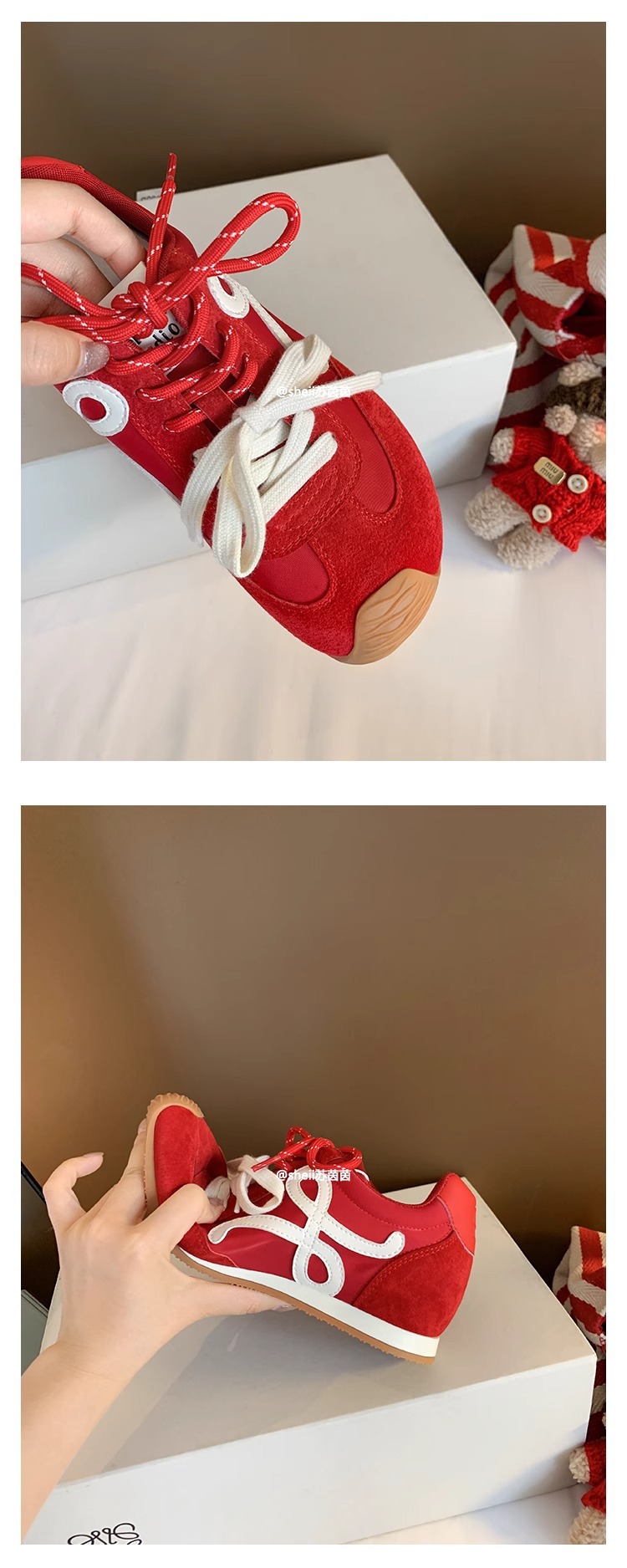 苏茵茵7cm内增高版~复古小歪头鸳鸯鞋带休闲鞋德训鞋女阿甘小白鞋详情26