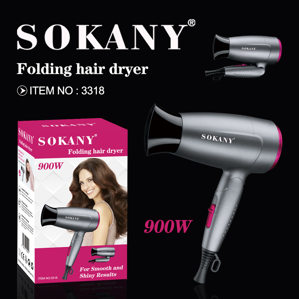 Export trade SOKANY3318 HAIR DRYER 900W Household portable foldable Hair dryer pic 4