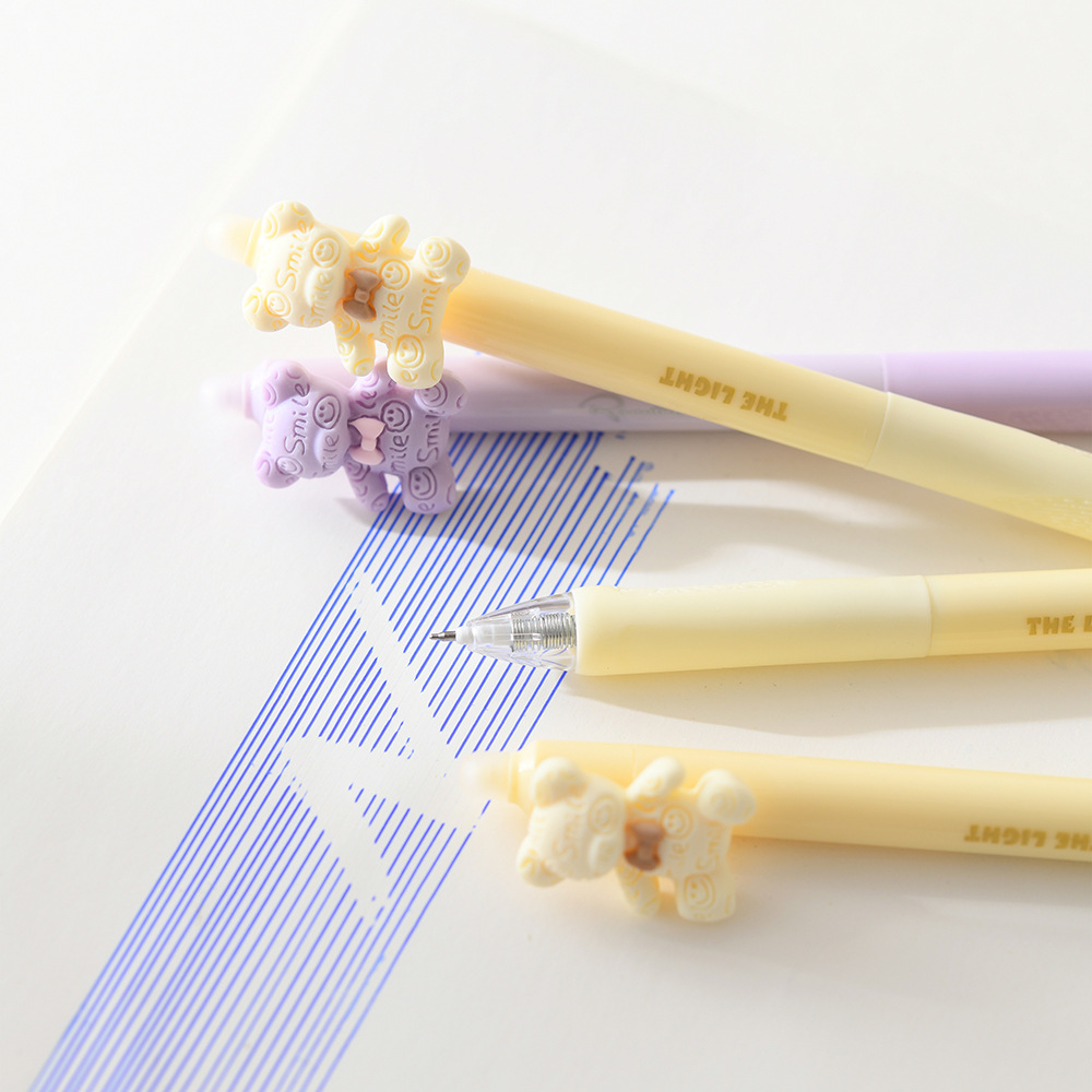 Chenxi Egg Treasure Party Bear Press Erasable Pen 1+2 Set Blue Pen core ST Pen Tip 0.5mm smooth writing pic 29
