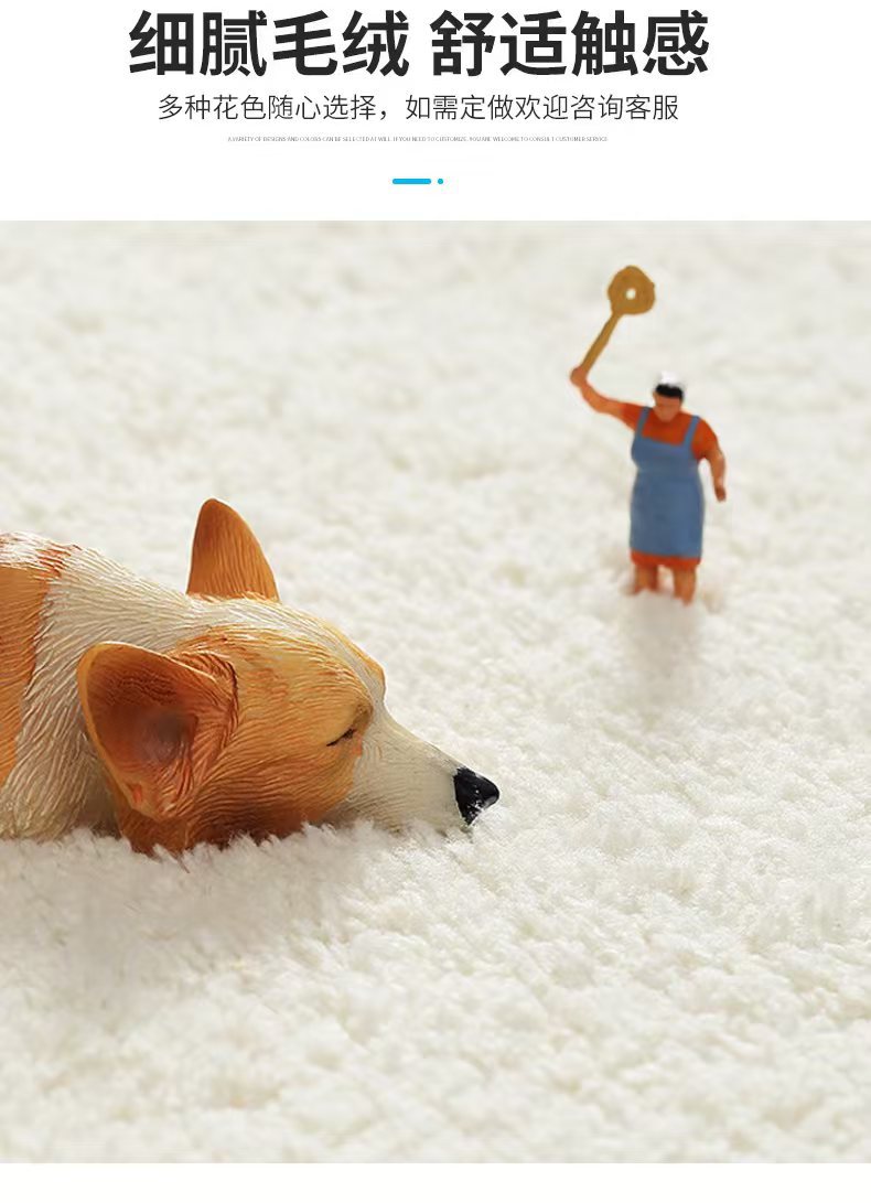 可爱卡通异形猫咪小狗仿羊绒地垫柔软半圆卫浴吸水防滑垫门垫地毯详情4