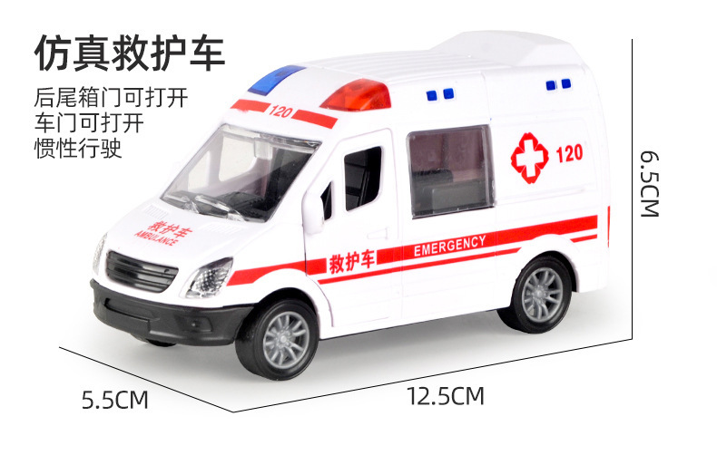 跨境惯性玩具车救护车警车消防车男孩女孩儿童玩具可开门汽车模型详情11