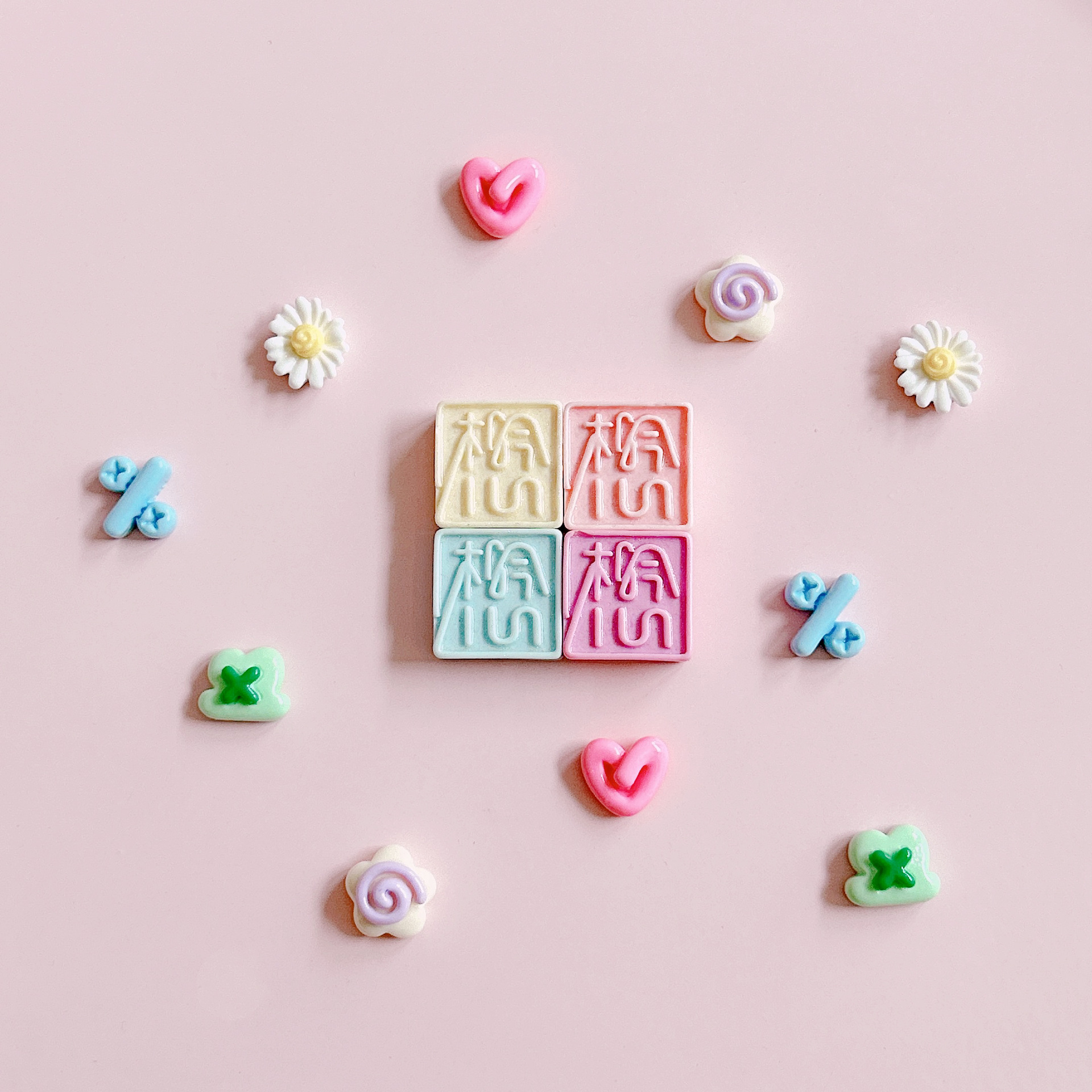 xn Cute mini heart-shaped flowers, simple decoration materials, diy handcrafted hair clips, ear studs, cream glue material pic 7
