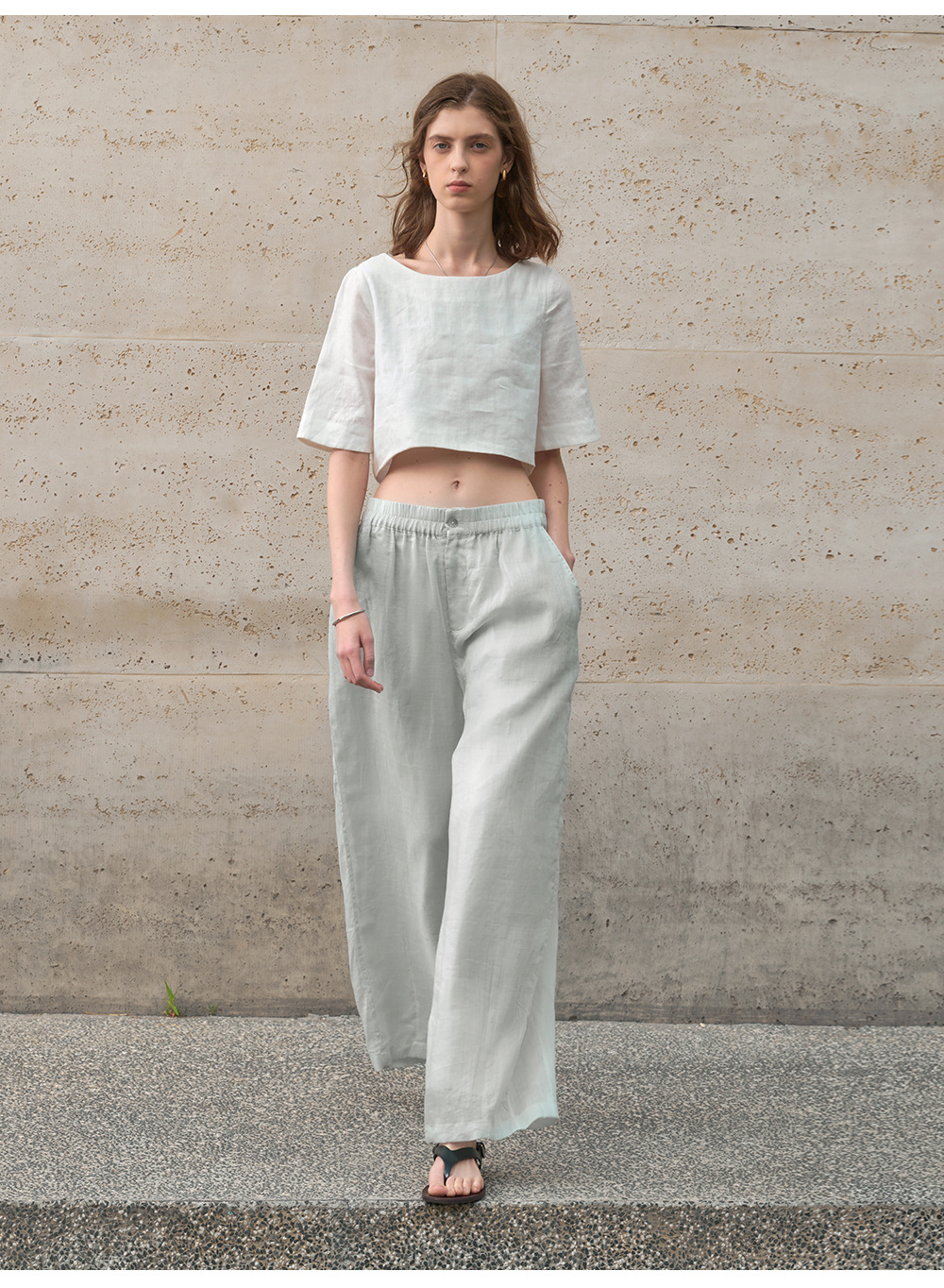 Pure ramie straight-leg pants for women, loose and slimming casual pants, loose spring and summer stretched-waist long pants pic 20
