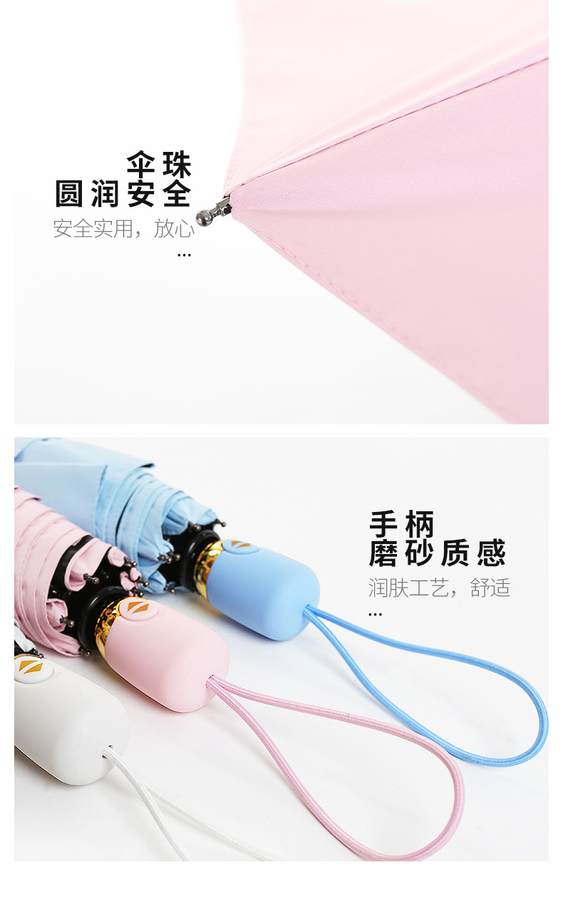 全自动雨伞晴雨两用黑胶太阳伞创意韩版女三折伞加印logo雨伞定制详情30